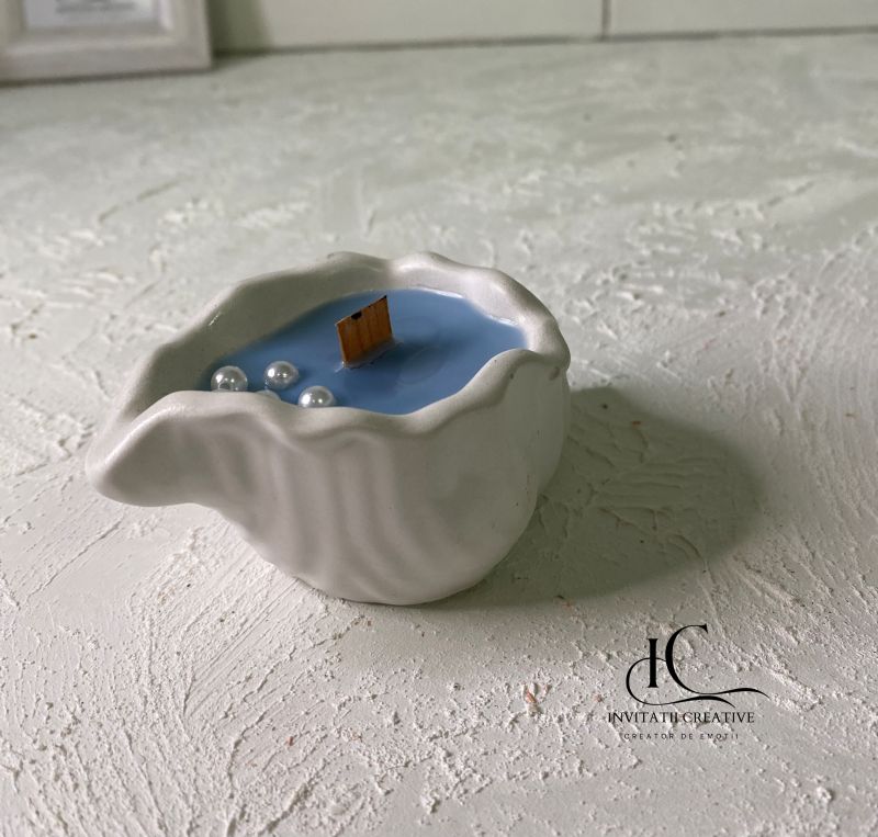 Marturie Lumanare Parfumata Cochilie Melc Marin cu Perle - imagine 6