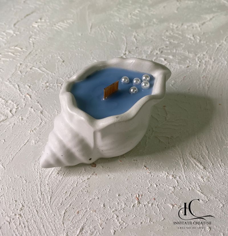 Marturie Lumanare Parfumata Cochilie Melc Marin cu Perle - imagine 8