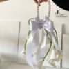 Buchet Mireasa Elegant Tip Poseta cu Cale si Perle