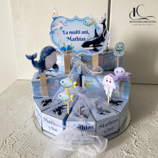 Alternative view of Set Topper Cutiute Felie Tort Personalizat Animale Marine