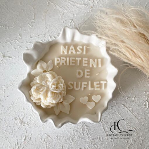 Lumanare Mare Personalizata cu Mesaj Nasi Prieteni de Suflet