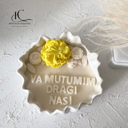 Lumanare Parfumata cu mesaj Va multumim dragi Nasi