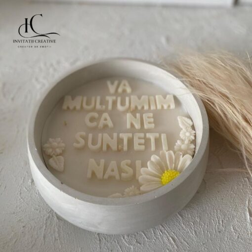 Alternative view of Lumanare Personalizata cu Mesaj Va multumim ca ne sunteti Nasi