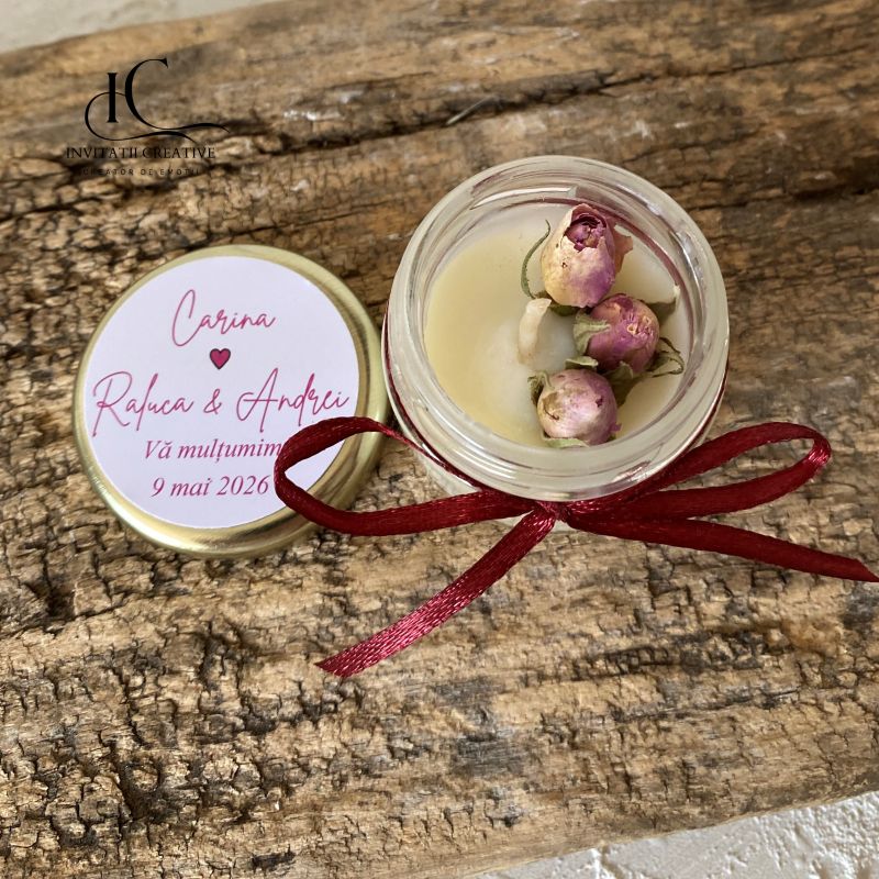 Marturie Lumanare 30 ml cu Minirose - imagine 4