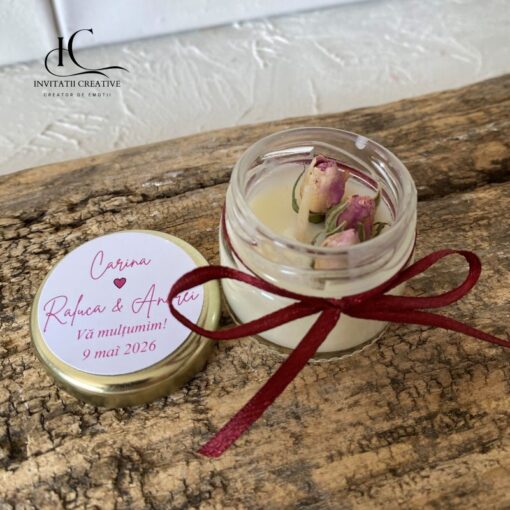 Marturie Lumanare 30 ml cu Minirose
