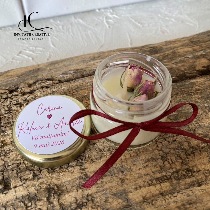 Marturie Lumanare 30 ml cu Minirose